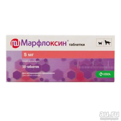 Лот: 16451246. Фото: 1. Марфлоксин таблетки 5 мг, упаковка... Лекарства для животных, ветеринарные препараты