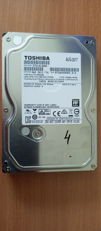 Лот: 22849328. Фото: 1. Жесткий диск Toshiba 500gb DT01ACA050... Жёсткие диски (HDD)