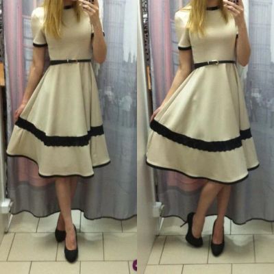 Лот: 6495693. Фото: 1. Повседневное короткое бежевое... Платья