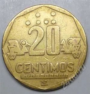 Лот: 1580345. Фото: 1. Перу. 20 сантим 1994г. Америка