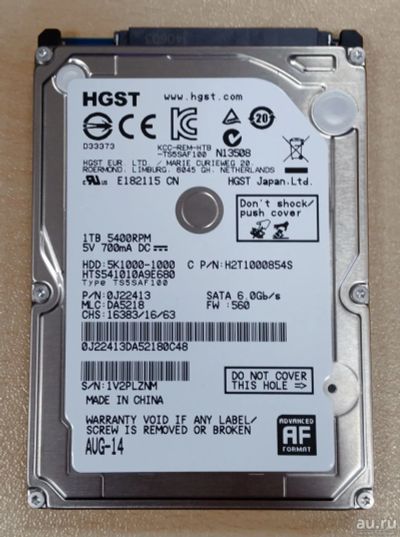 Лот: 13642864. Фото: 1. Жёсткий диск HGST HTS541010A9E680... Жёсткие диски (HDD)