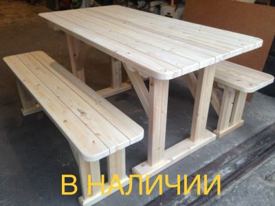 Лот: 15515996. Фото: 1. Стол + лавки 150см, #2. Столы, стулья, обеденные группы