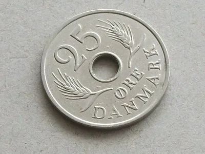Лот: 9533727. Фото: 1. Монета 25 эри оре ери Дания 1971... Европа