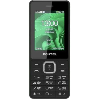 Лот: 22220013. Фото: 1. Телефон Fontel FP240, черно-зеленый. Кнопочные мобильные телефоны