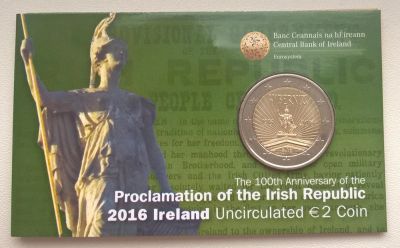 Лот: 7412548. Фото: 1. Ирландия. 2 евро. 2016 год. 100-летие... Европа