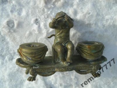 Лот: 5821614. Фото: 1. чернильница.ангел.путти.бронза... Скульптуры