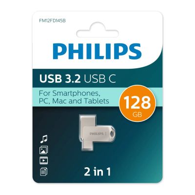 Лот: 25233797. Фото: 1. Флешка USB 128 ГБ Philips 2-in-1... USB-флеш карты