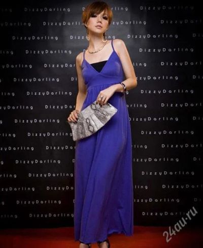 Лот: 2586997. Фото: 1. Длинное голубое платье на узких... Платья