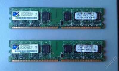 Лот: 2080712. Фото: 1. DDR-2 PC2-6400 ОЗУ, 2шт. по 1Gb... Оперативная память