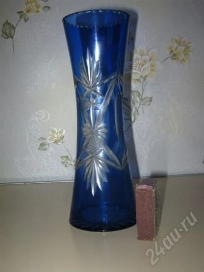Лот: 632400. Фото: 1. Синяя ваза для цветов. Вазы