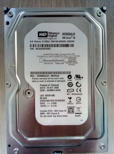 Лот: 13398250. Фото: 1. Жесткий диск Western Digital 80... Жёсткие диски