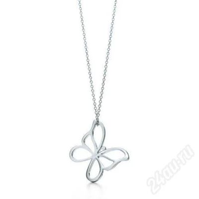 Лот: 215692. Фото: 1. Колье-бабочка от Tiffany(серебро... Цепочки
