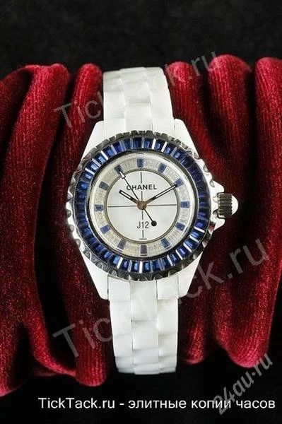 Лот: 905436. Фото: 1. часы Chanel белые с синим камнем... Другие наручные часы