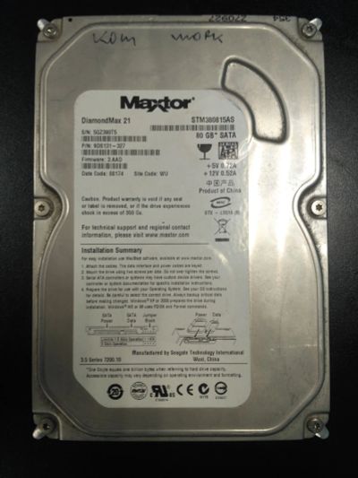Лот: 14068543. Фото: 1. HDD Maxtor 80Gb (Не рабочий). Жёсткие диски (HDD)
