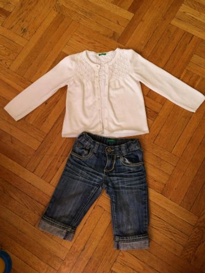 Лот: 7196447. Фото: 1. Бриджи и кофточка Benetton 4-6лет. Брюки, шорты, джинсы