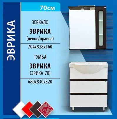 Лот: 4186543. Фото: 1. Тумба Эврика 70. Мебель для ванной комнаты