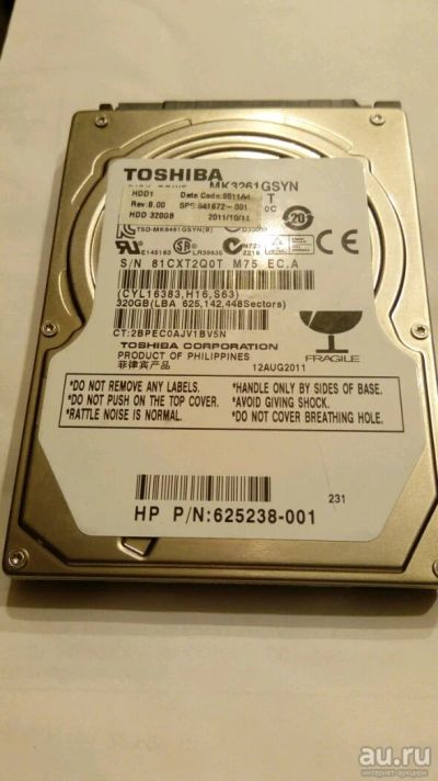 Лот: 13161409. Фото: 1. hdd toshiba 2.5 320GB (не испр... Жёсткие диски (HDD)