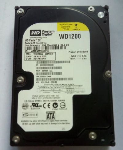 Лот: 8006821. Фото: 1. Жесткий диск WD1200JS-22MHB0 120Гб... Жёсткие диски (HDD)