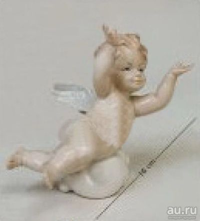 Лот: 8933773. Фото: 1. Ангел на облачке (фарфор) 16 см... Фигурки, статуэтки