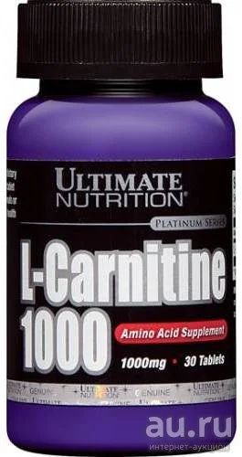 Лот: 9589010. Фото: 1. L-Carnitine 1000 мг. 30 таб. Ultimate... Спортивное питание, витамины