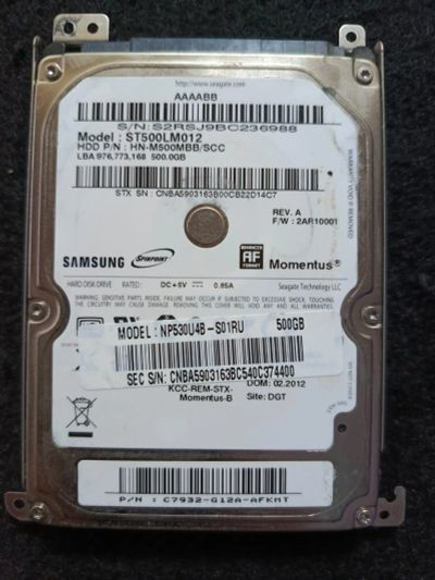 Лот: 25256612. Фото: 1. HDD 2.5 500Gb. Жёсткие диски (HDD)