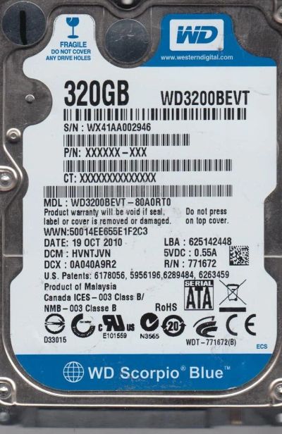Лот: 17840731. Фото: 1. 320Gb жесткий диск для ноутбука... Жёсткие диски (HDD)