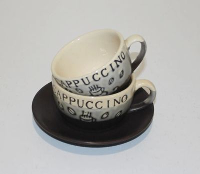 Лот: 19336490. Фото: 1. Чашки + блюдце Cappuccino одним... Кружки, стаканы, бокалы