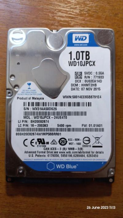 Лот: 20551141. Фото: 1. Жёсткий диск Western Digital Blue... Жёсткие диски (HDD)
