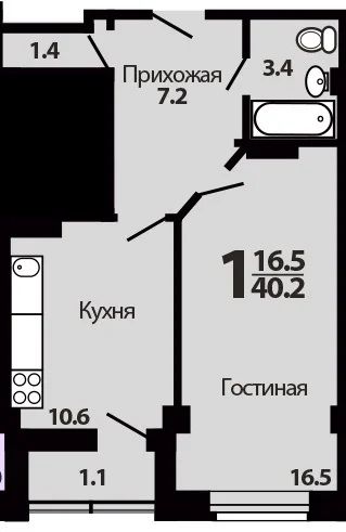 Лот: 5385719. Фото: 1. 1-к. долевое в Солнечном, цена... Квартиры, студии