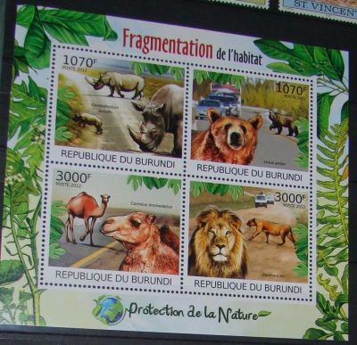 Лот: 10450326. Фото: 1. Бурунди 2012 MNH Бл дикие животные. Марки