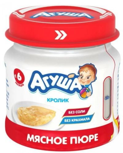 Лот: 5849190. Фото: 1. Мясное пюре "Агуша" Кролик. Детское питание