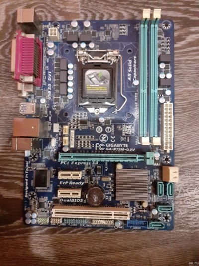 Лот: 15236747. Фото: 1. Материнская плата GigaByte GA-b75m-D3v... Материнские платы