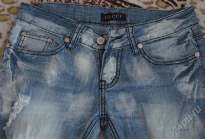 Лот: 405423. Фото: 1. Женские джинсы стрейч GUCCI голубые... Брюки, шорты