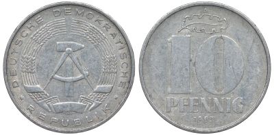 Лот: 21055095. Фото: 1. 10 пфенингов 1970 года ГДР. Германия и Австрия