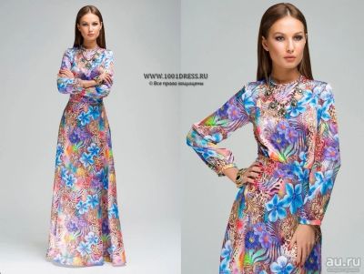 Лот: 10303880. Фото: 1. Платье фиолетовое с крупным цветочным... Платья