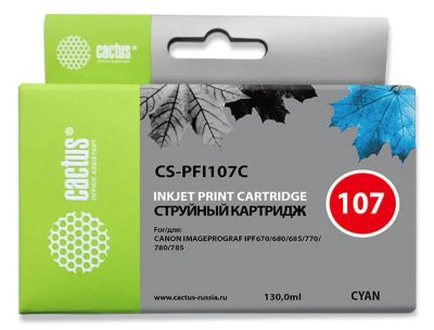 Лот: 17325110. Фото: 1. Картридж Cactus CS-PFI107С, синий... Картриджи, расходные материалы