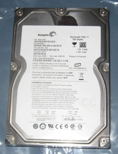 Лот: 4388827. Фото: 1. hdd 750 gb 7200.11. Жёсткие диски (HDD)
