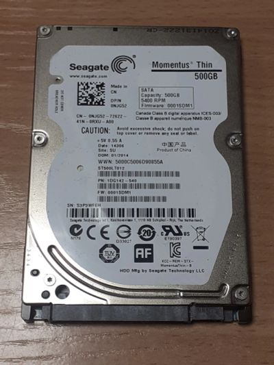 Лот: 21292464. Фото: 1. Жесткий диск 500gb Sata 2.5" для... Жёсткие диски