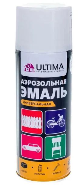 Лот: 12943324. Фото: 1. Краска-спрей Ultima, RAL9003... Краски, лаки, растворитель