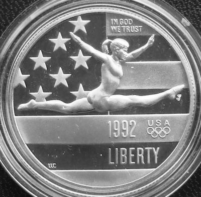 Лот: 6346889. Фото: 1. США 1/2 доллара 1992 ПРУФ = гимнастика. Америка