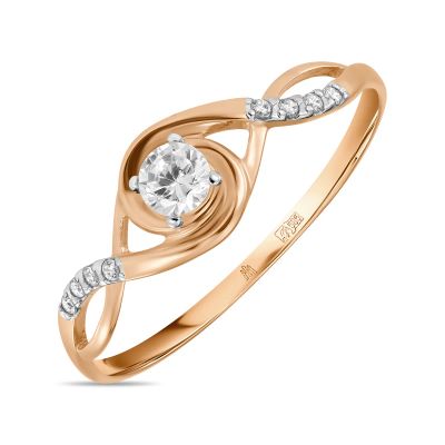 Лот: 24650905. Фото: 1. Кольцо с фианитом. Кольца, перстни