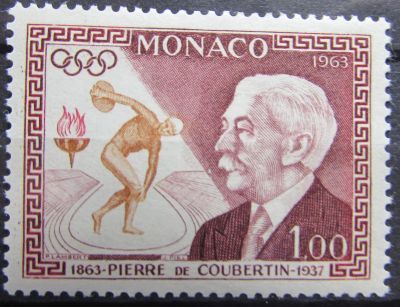 Лот: 11399876. Фото: 1. Монако 1963 100 лет Пьр де Кубертен... Марки