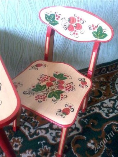 Лот: 2159770. Фото: 1. стол и стул хохлома. Столики, стулья, парты