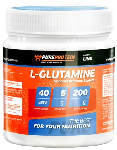 Лот: 4525900. Фото: 1. Глютамин L-Glutamine от Pure protein... Спортивное питание, витамины