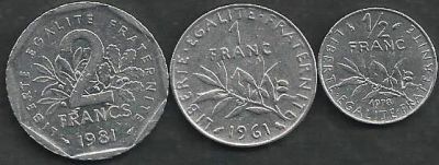 Лот: 9030463. Фото: 1. Франция ( 3 монеты ) 1961-2001. Европа