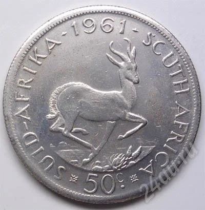 Лот: 723672. Фото: 1. Южная Африка. 50 цент 1961г. Юбилейная... Африка