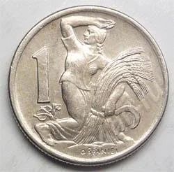 Лот: 361163. Фото: 1. Чехословакия. 1 крона 1946г. Европа