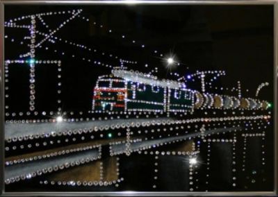 Лот: 21290816. Фото: 1. Картина Поезд с кристаллами Swarovski... Другое (сувениры, подарки)