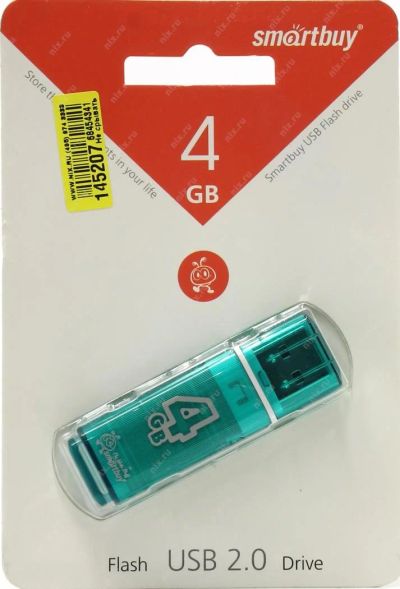 Лот: 8296652. Фото: 1. Флэшка Smartbuy Glossy 4 gb зеленая... USB-флеш карты