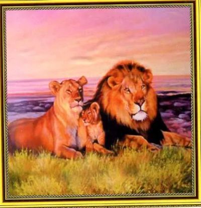 Лот: 18931626. Фото: 1. Алмазная мозаика - семья львов... Мозаика, фреска
